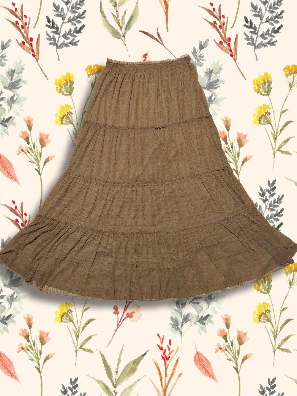 Max Studio London Taupe Tiered Ruffle Maxi Skirt | Boho Chic | Size M